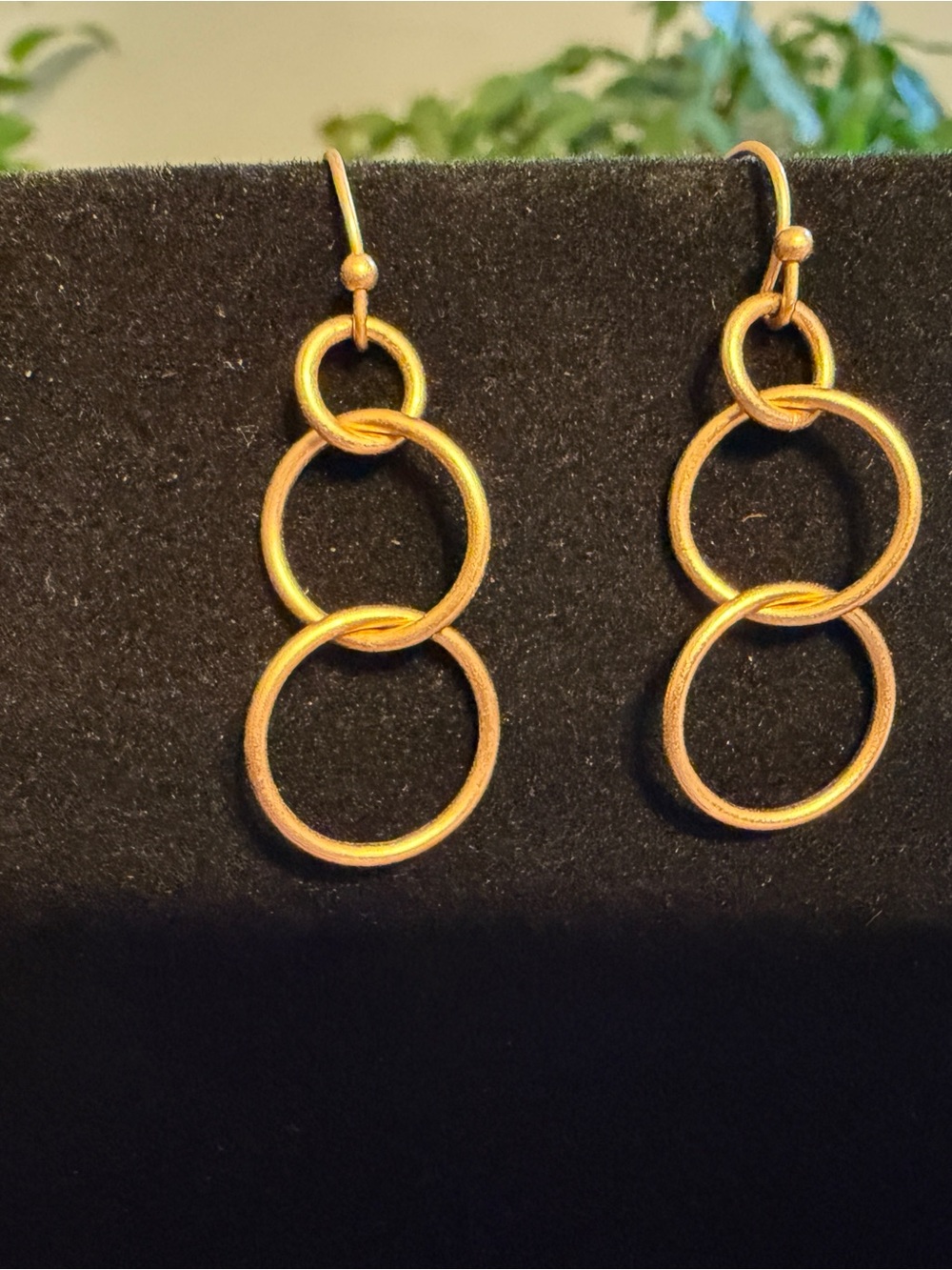 Gold Triple-Ring Drop Earrings - Women Jewelry